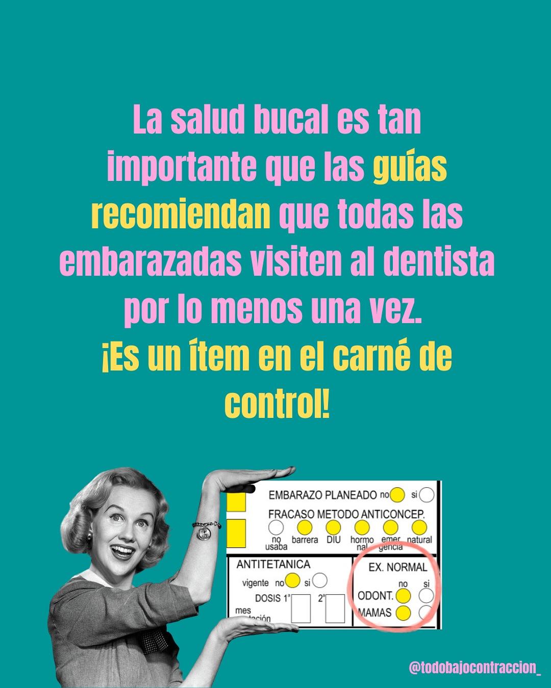 Carrusel ilustrado de Todo Bajo Contracción: Odontólogo en el embarazo