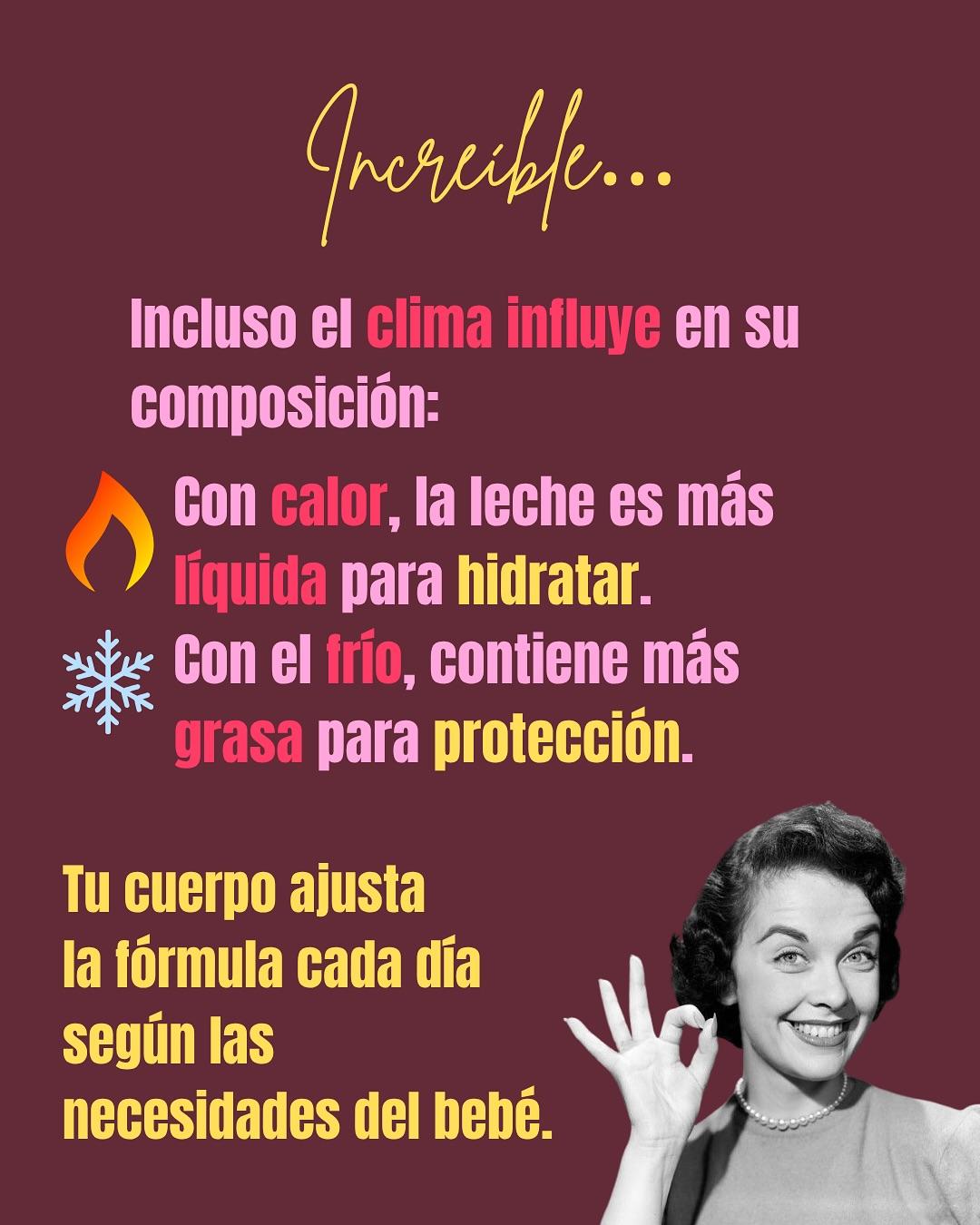 Carrusel ilustrado de Todo Bajo Contracción: Leche materna: cómo se adapta a tu bebé