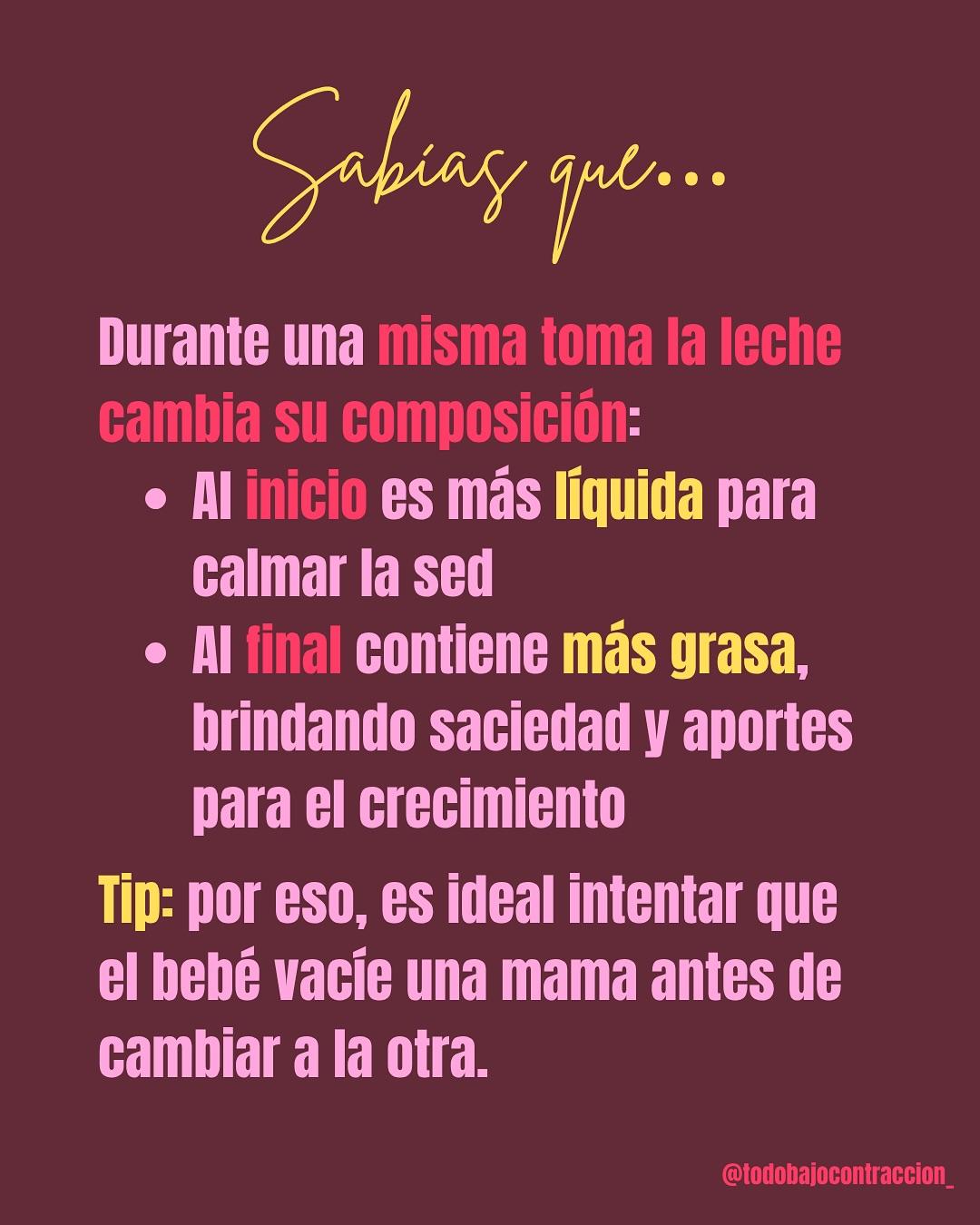 Carrusel ilustrado de Todo Bajo Contracción: Leche materna: cómo se adapta a tu bebé