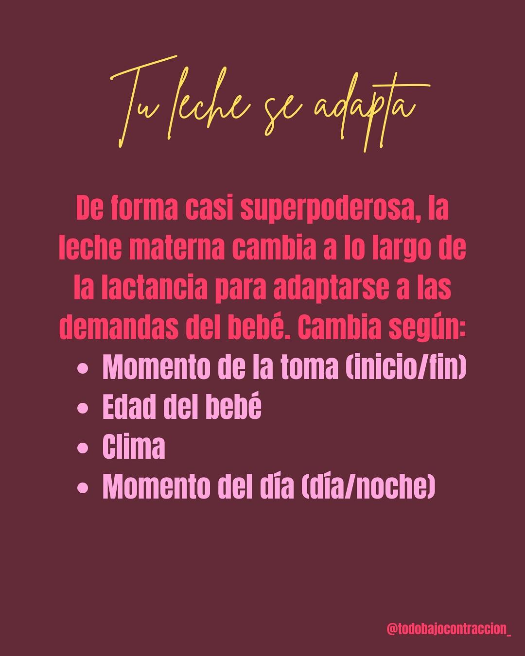 Carrusel ilustrado de Todo Bajo Contracción: Leche materna: cómo se adapta a tu bebé