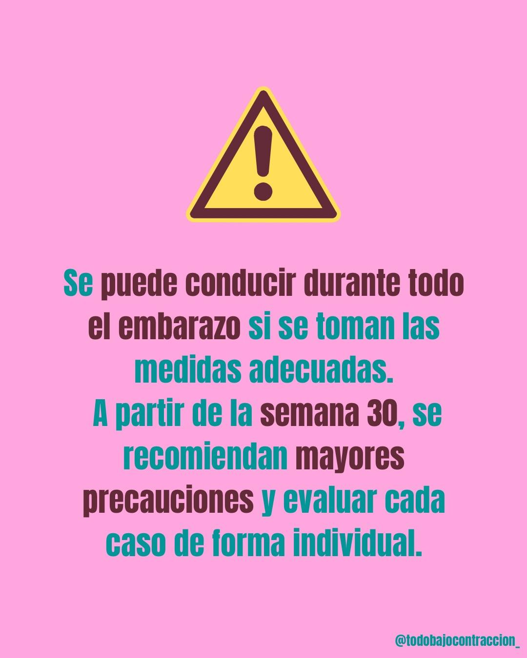 Carrusel ilustrado de Todo Bajo Contracción: Manejar en el embarazo: precauciones