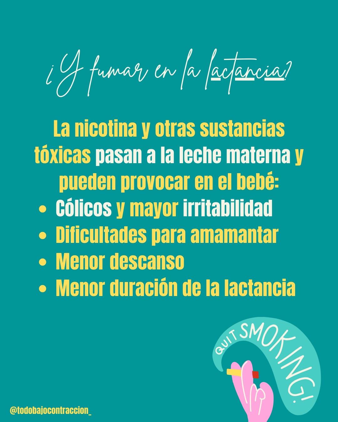 Carrusel ilustrado de Todo Bajo Contracción: Fumar en el embarazo y la lactancia