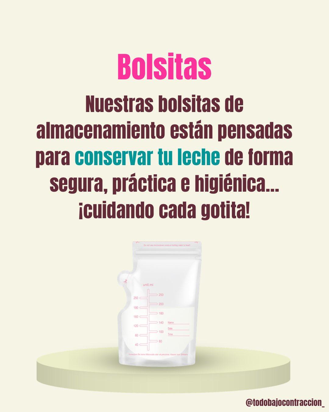 Carrusel ilustrado de Todo Bajo Contracción: Bolsas para almacenar leche materna