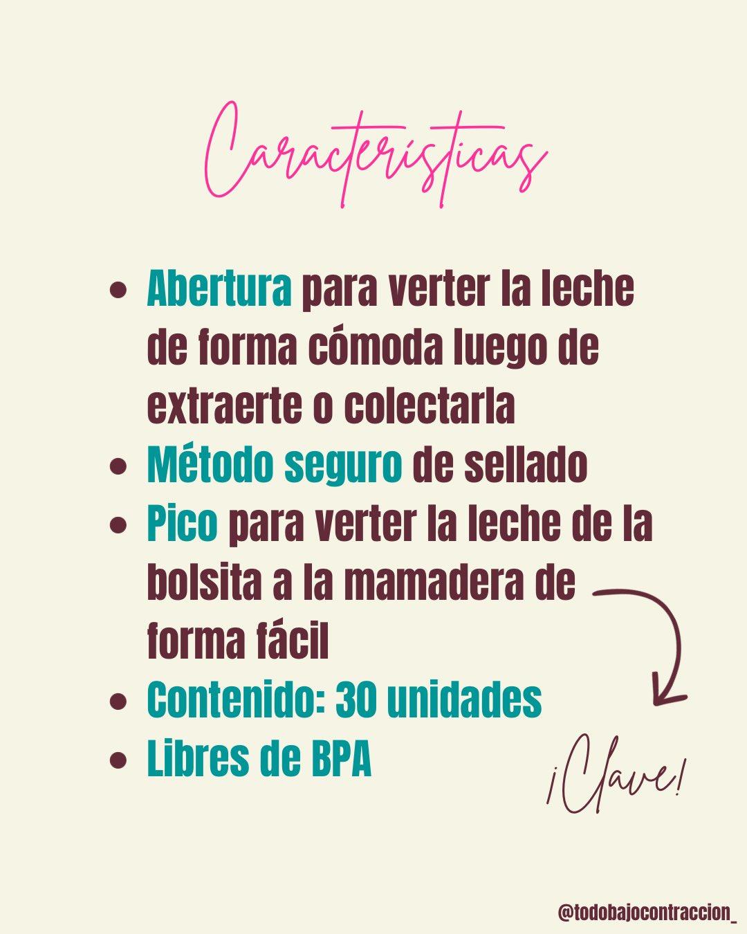 Carrusel ilustrado de Todo Bajo Contracción: Bolsas para almacenar leche materna