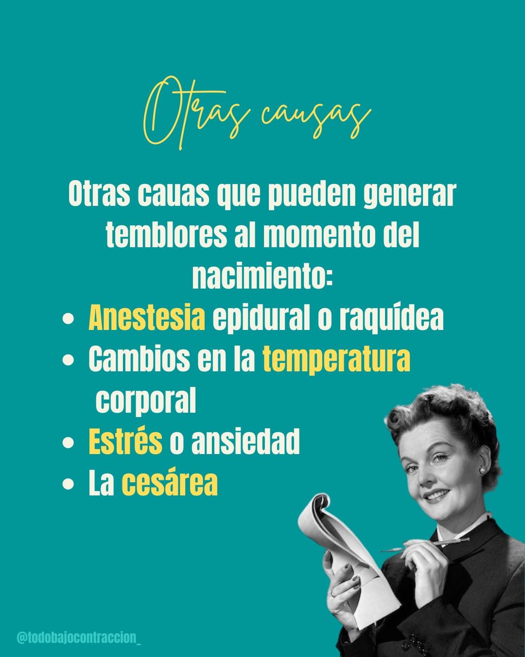 Carrusel ilustrado de Todo Bajo Contracción: Temblores en el parto y el posparto
