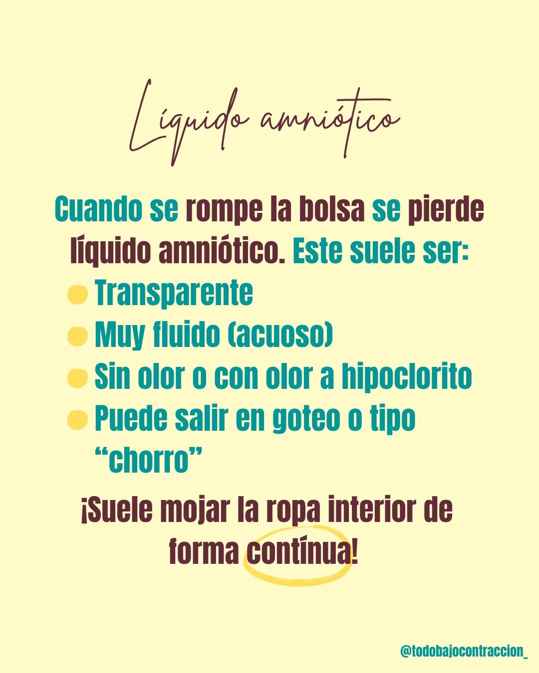 Carrusel ilustrado de Todo Bajo Contracción: Pérdida de líquido en el embarazo