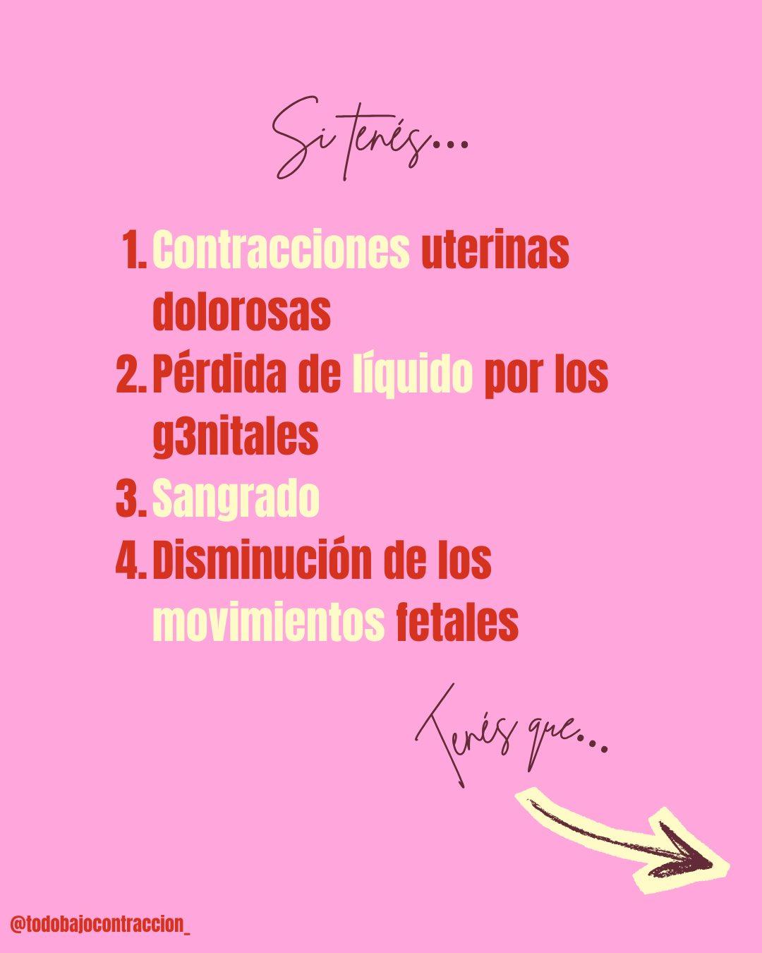 Carrusel ilustrado de Todo Bajo Contracción: Los 4 signos de alarma del embarazo