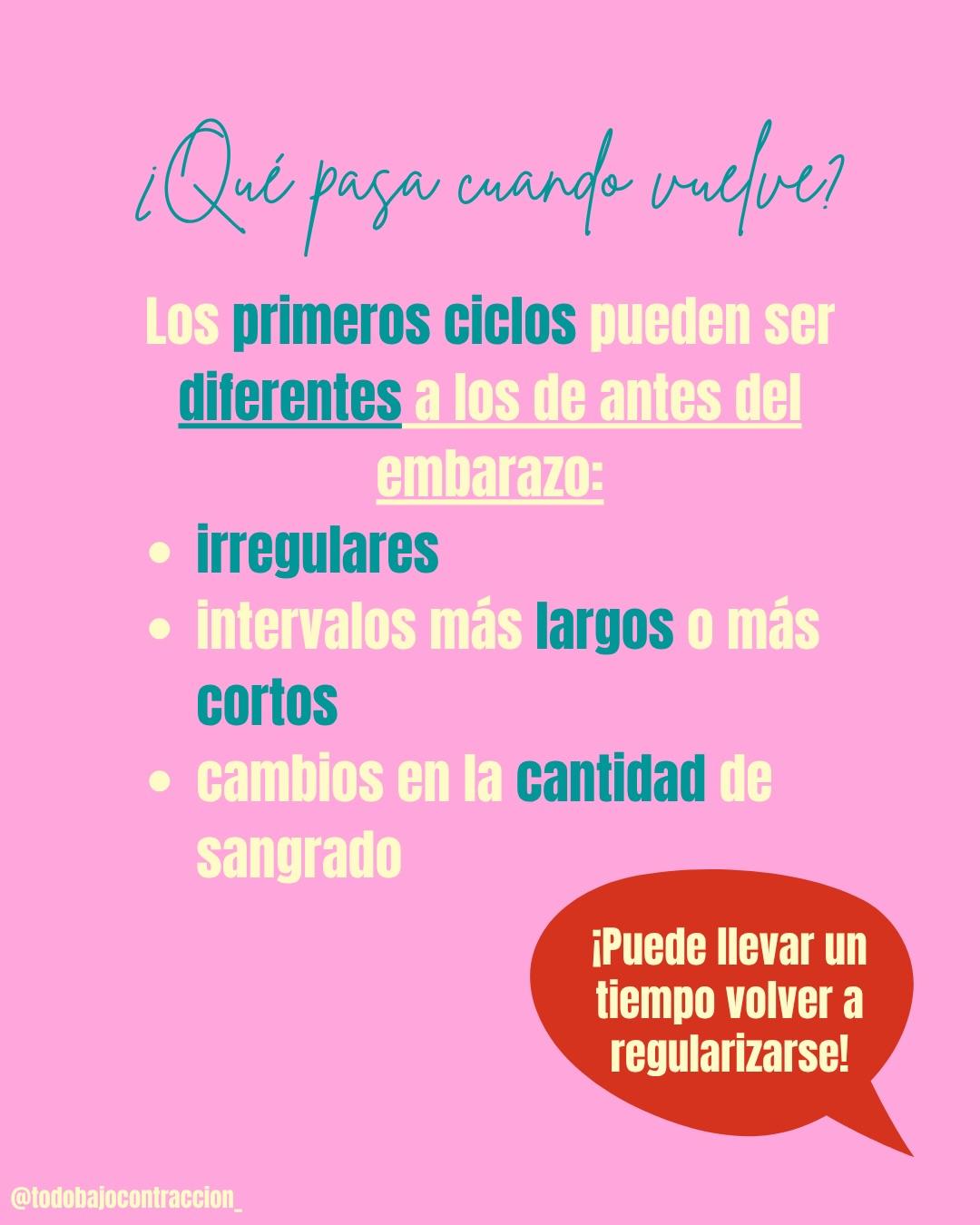 Carrusel ilustrado de Todo Bajo Contracción: Embarazo en el posparto sin menstruación
