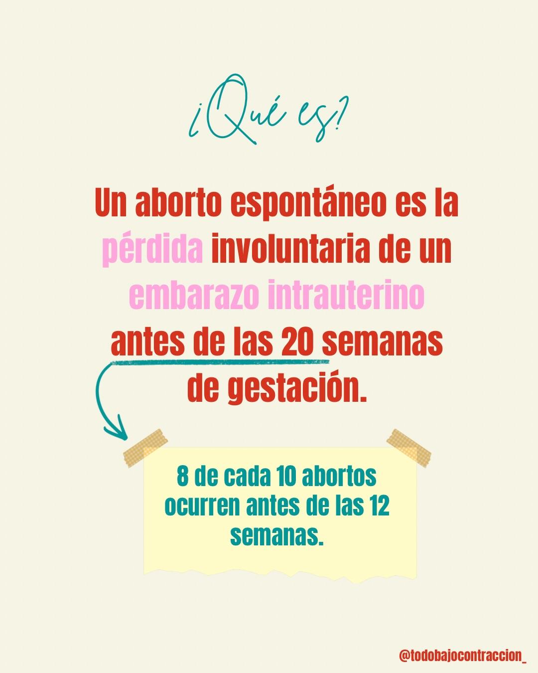 Carrusel ilustrado de Todo Bajo Contracción: Aborto espontáneo: lo que tenés que saber