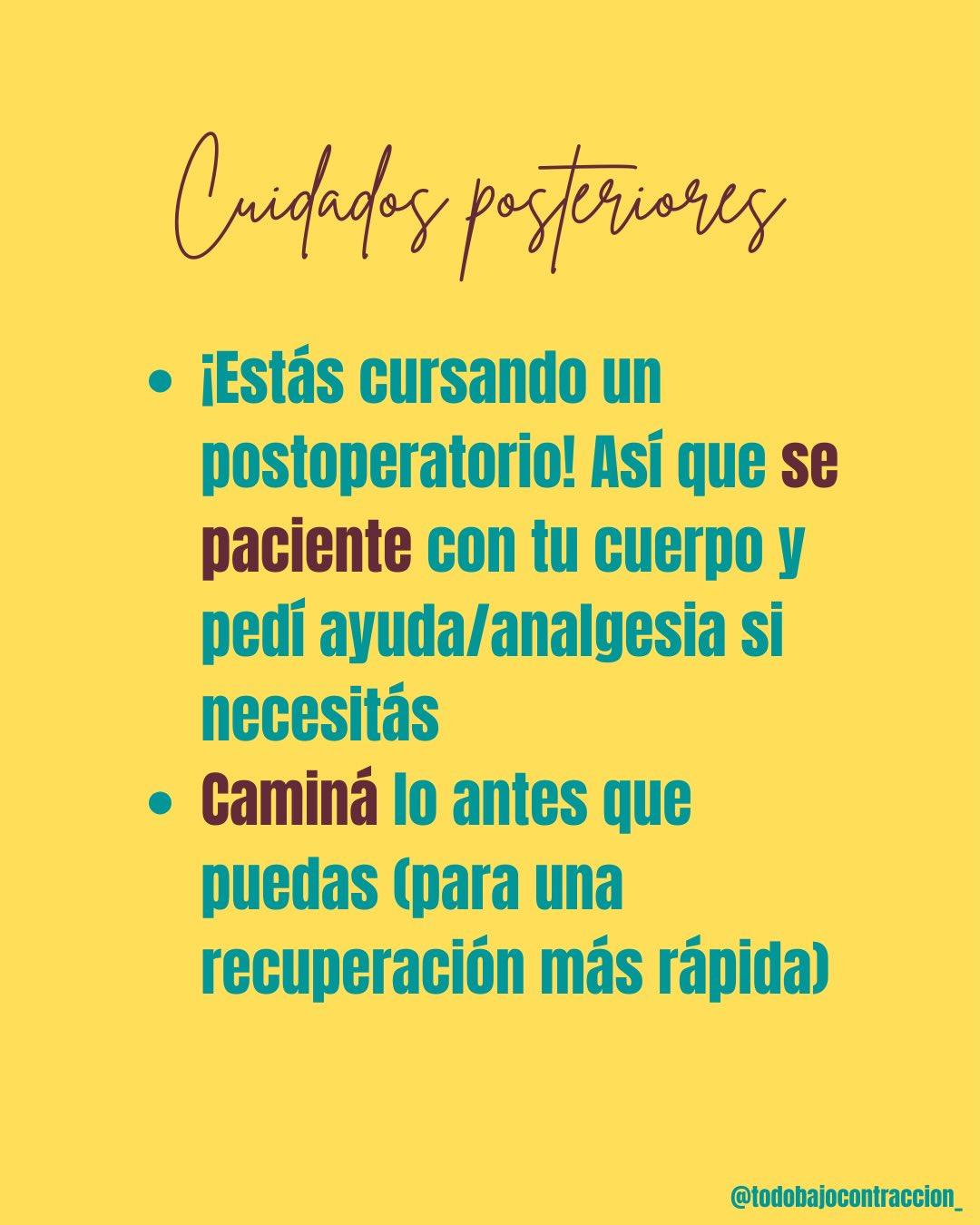 Carrusel ilustrado de Todo Bajo Contracción: Cesárea: recuperación y cuidados