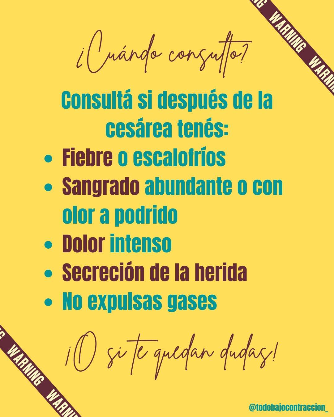 Carrusel ilustrado de Todo Bajo Contracción: Cesárea: recuperación y cuidados