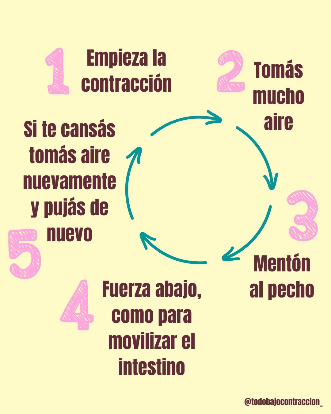 Carrusel ilustrado de Todo Bajo Contracción: Pujos en el parto: info y tips