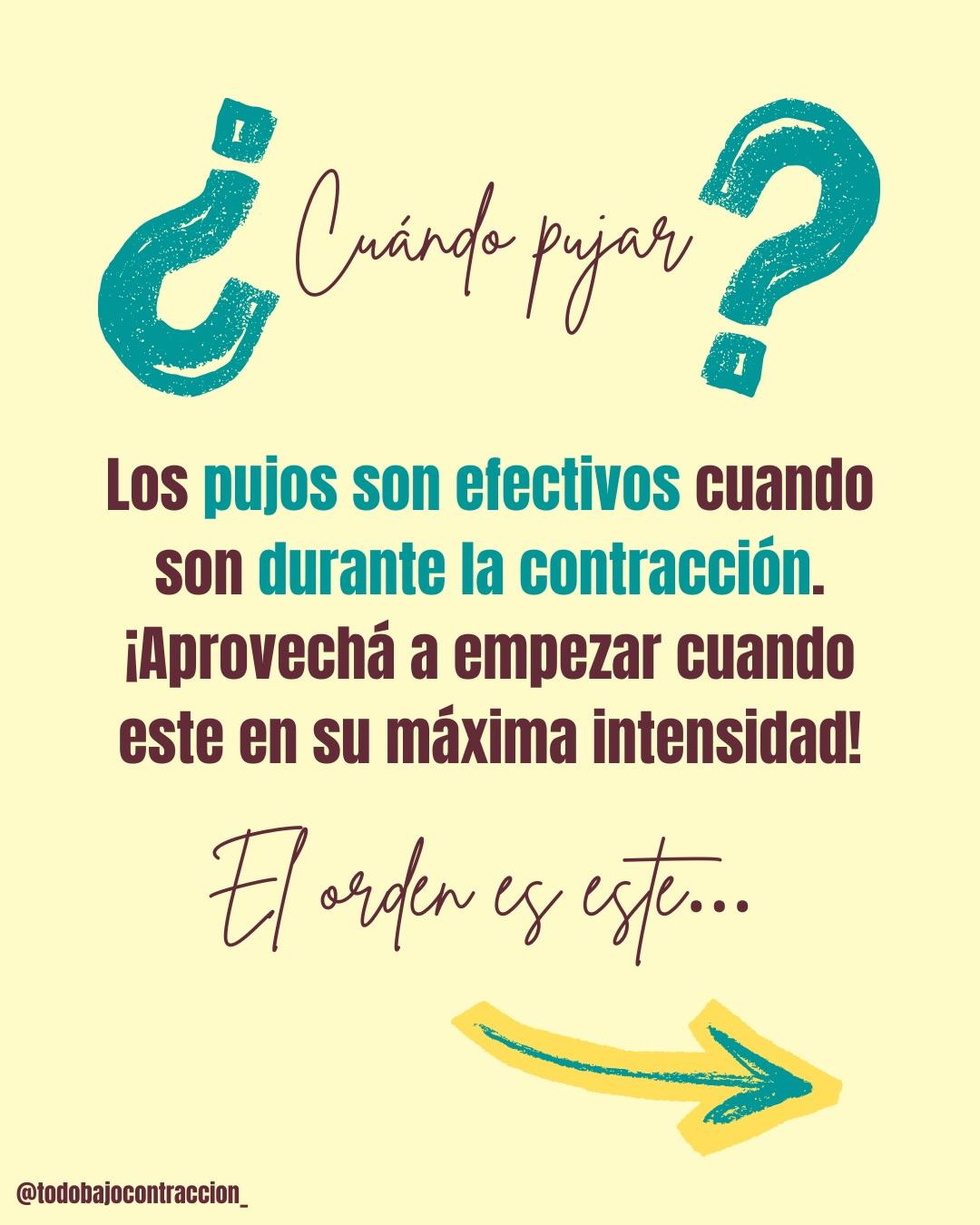Carrusel ilustrado de Todo Bajo Contracción: Pujos en el parto: info y tips
