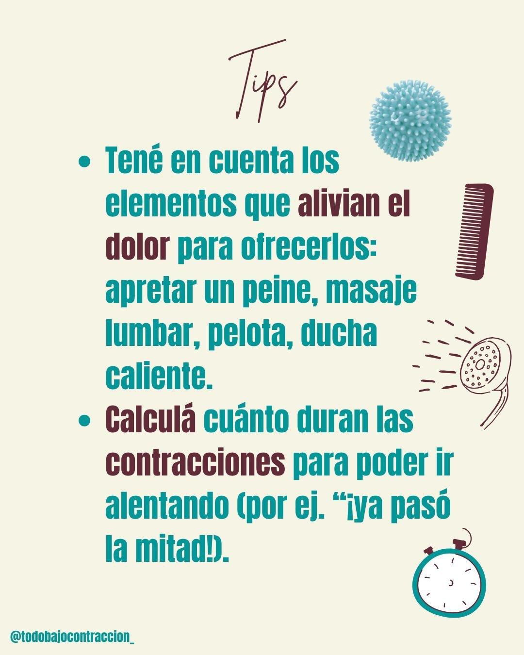 Carrusel ilustrado de Todo Bajo Contracción: Tips para acompañar el embarazo y el parto