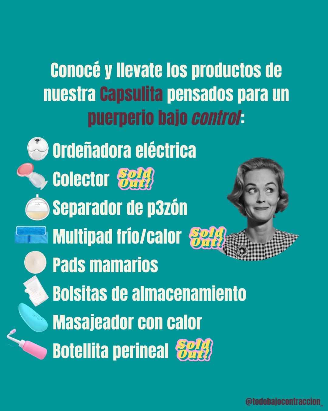 Carrusel ilustrado de Todo Bajo Contracción: La Capsulita: productos para el posparto