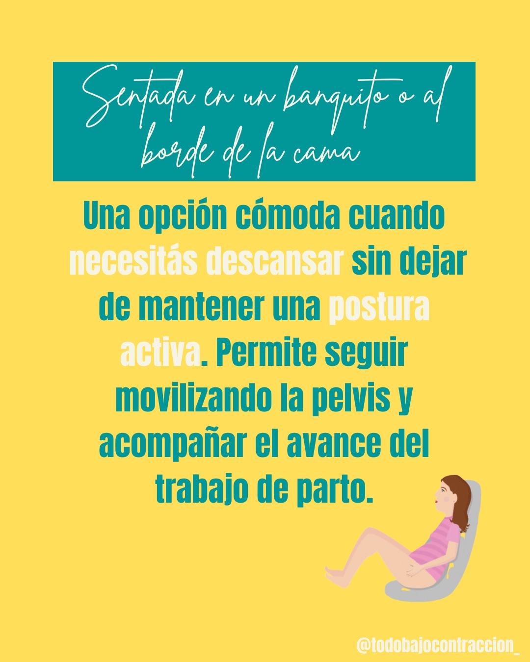 Carrusel ilustrado de Todo Bajo Contracción: Posiciones para el trabajo de parto